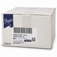 White Steggles carton containing six 1kg bags of frozen Sweet Chilli Chicken Tenders, product code 56411.