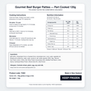 Angel Bay Gourmet Beef Burger Patties 120g nutrition and product information