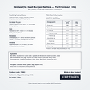 Angel Bay Homestyle Beef Burger Patties 120g nutrition and product information