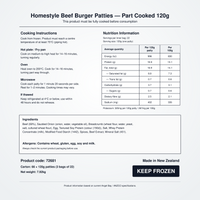 Angel Bay Homestyle Beef Burger Patties 120g nutrition and product information