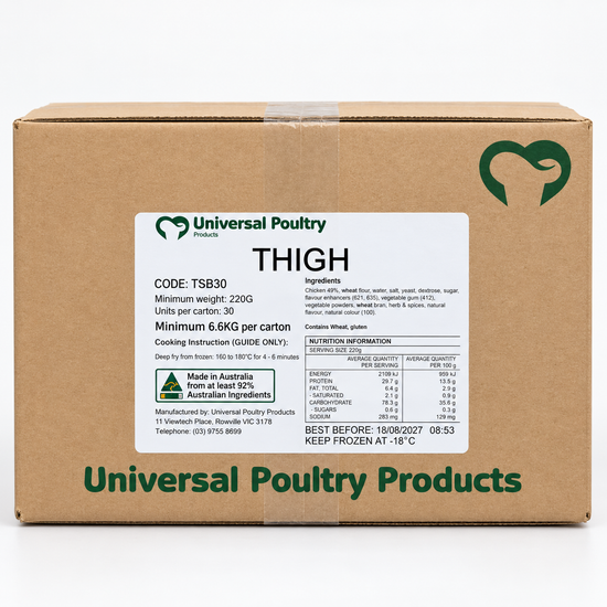 Universal Chicken Thigh Schnitzels – 220g (30 per carton)